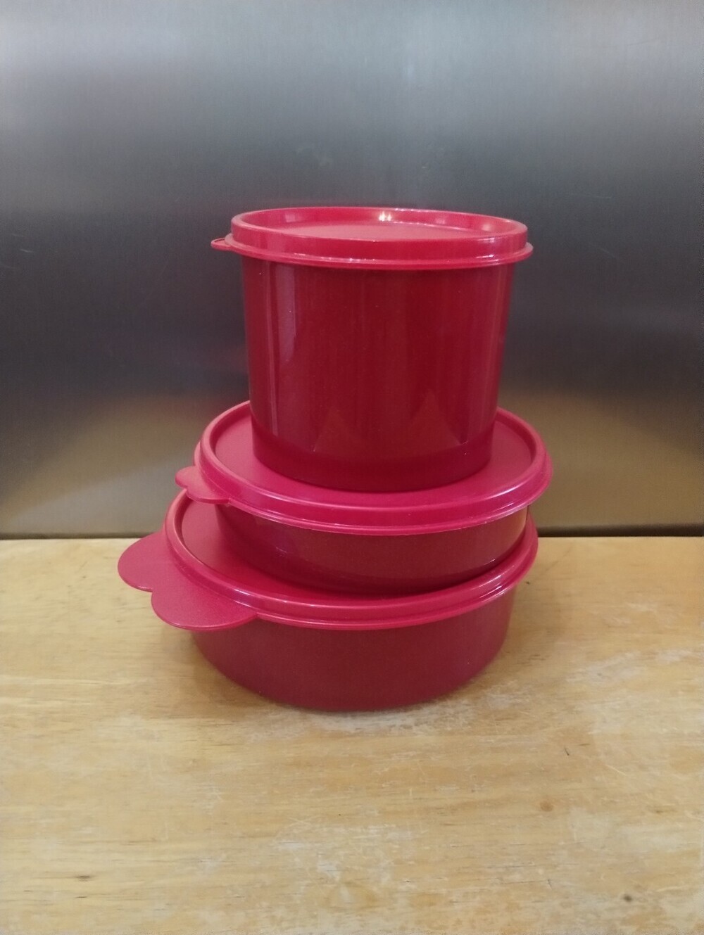 Tupperware Red Modular Mates Storage Container Set 3 Pc w/ Lids Kitchen Food
